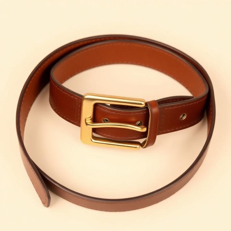 Tan Leather Belt with Gold Buckle