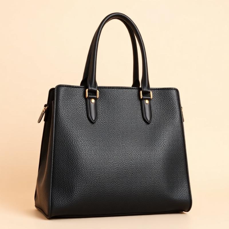 Black Structured Leather Handbag