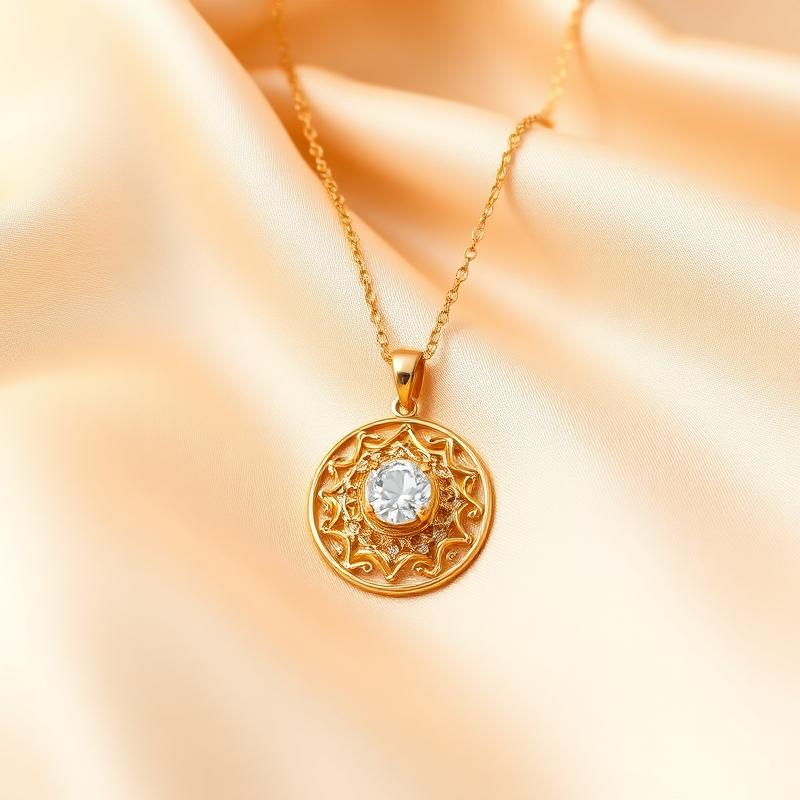 Gold Sunburst Pendant Necklace