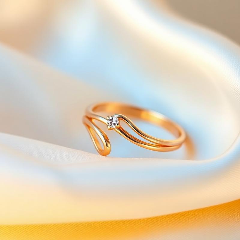 Gold Solitaire Wave Ring